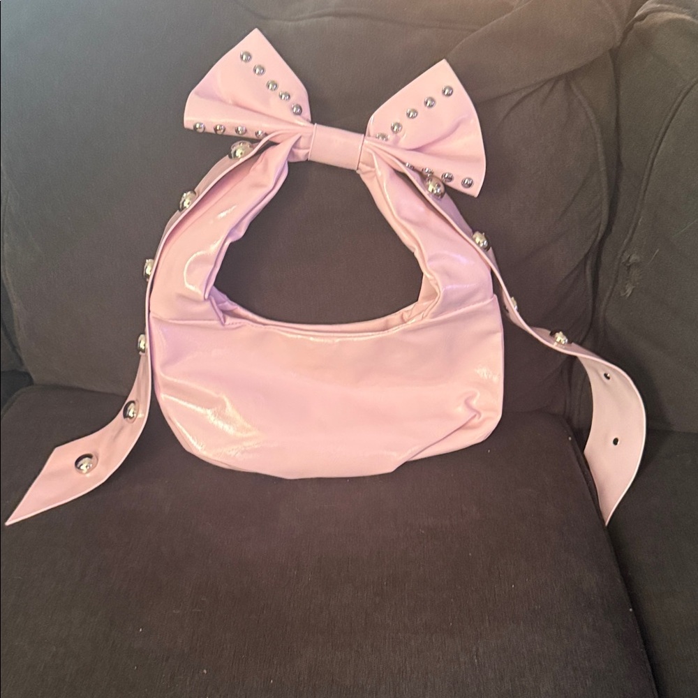 NWT Pink Bow Handbag with Stud Accents